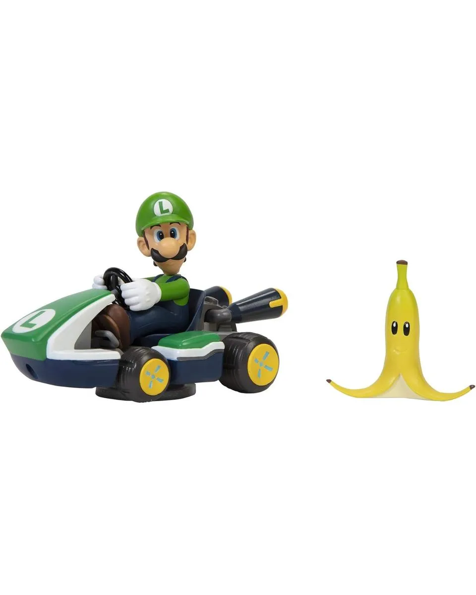 Action Figure Super Mario Kart - Spin Out Luigi Kart 