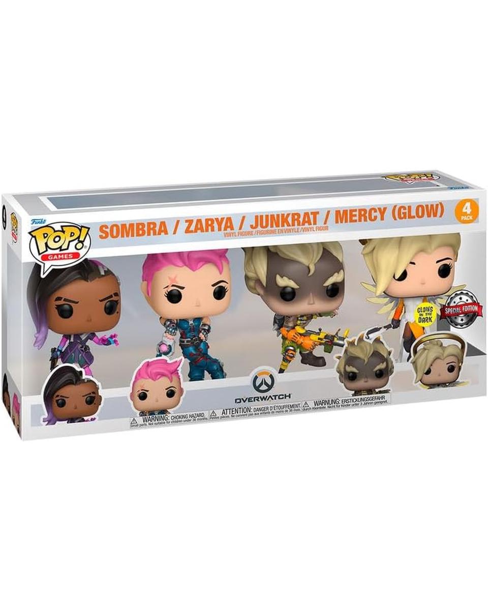 Bobble Figure Games - Overwatch POP! 4-Pack - Sombra / Zarya /Junkrat /Mercy (Glow) 