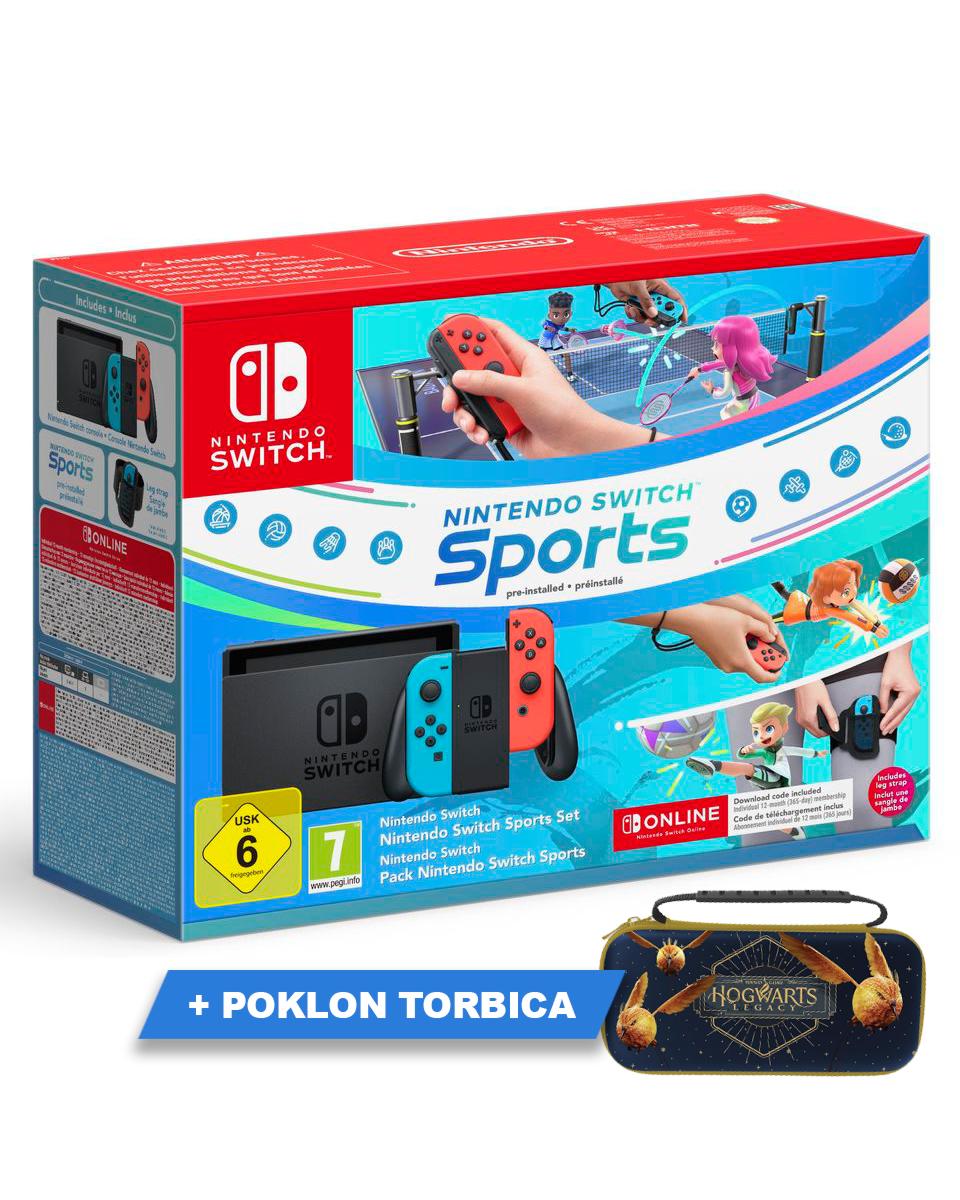 Konzola Nintendo Switch (Red and Blue Joy-Con) + Nintendo Switch Sports + 12 Months Nintendo Online + Poklon Torbica 