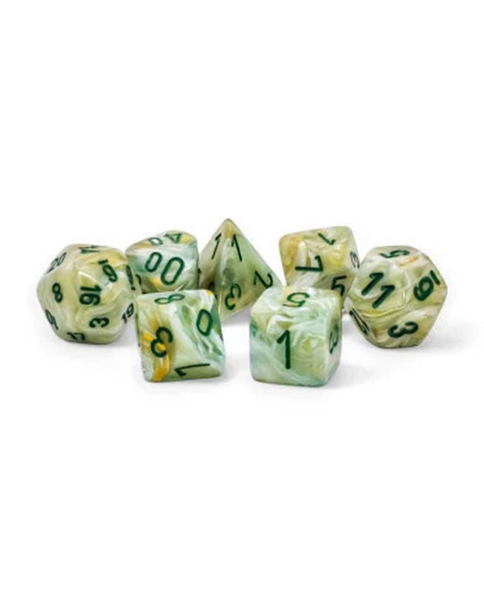 Kockice Chessex - Marble Mega-hedral - Green & Dark Green (7) 