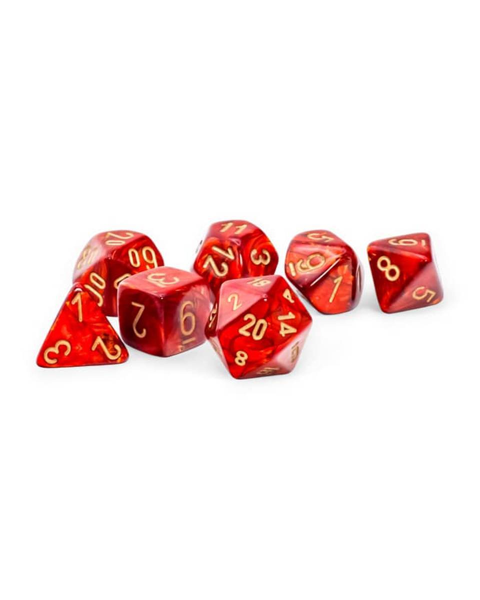 Kockice Chessex - Scarab Mega-hedral - Scarlet & Gold (7) 