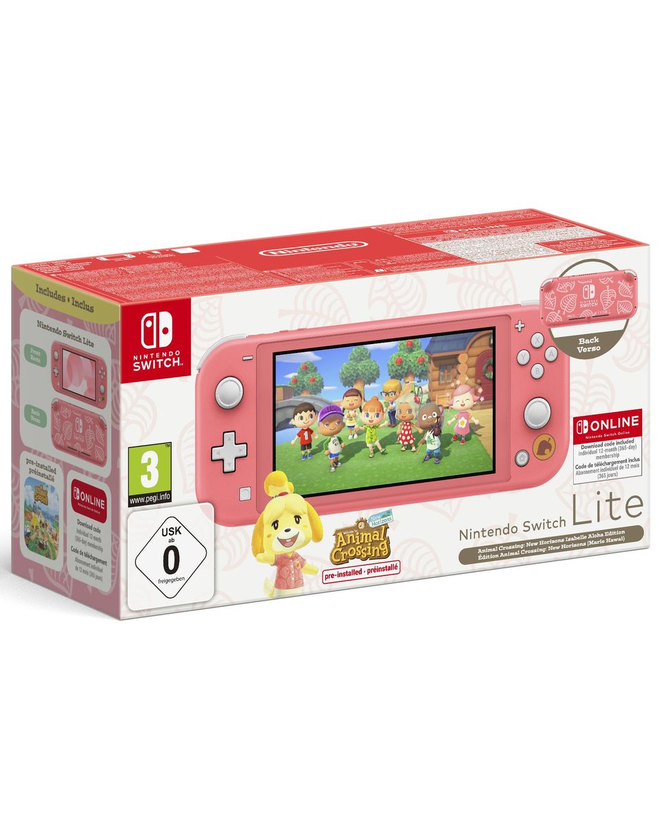 Konzola Nintendo Switch Lite - Coral - Isabelle's Aloha Edition + 12 Months Nintendo Online 