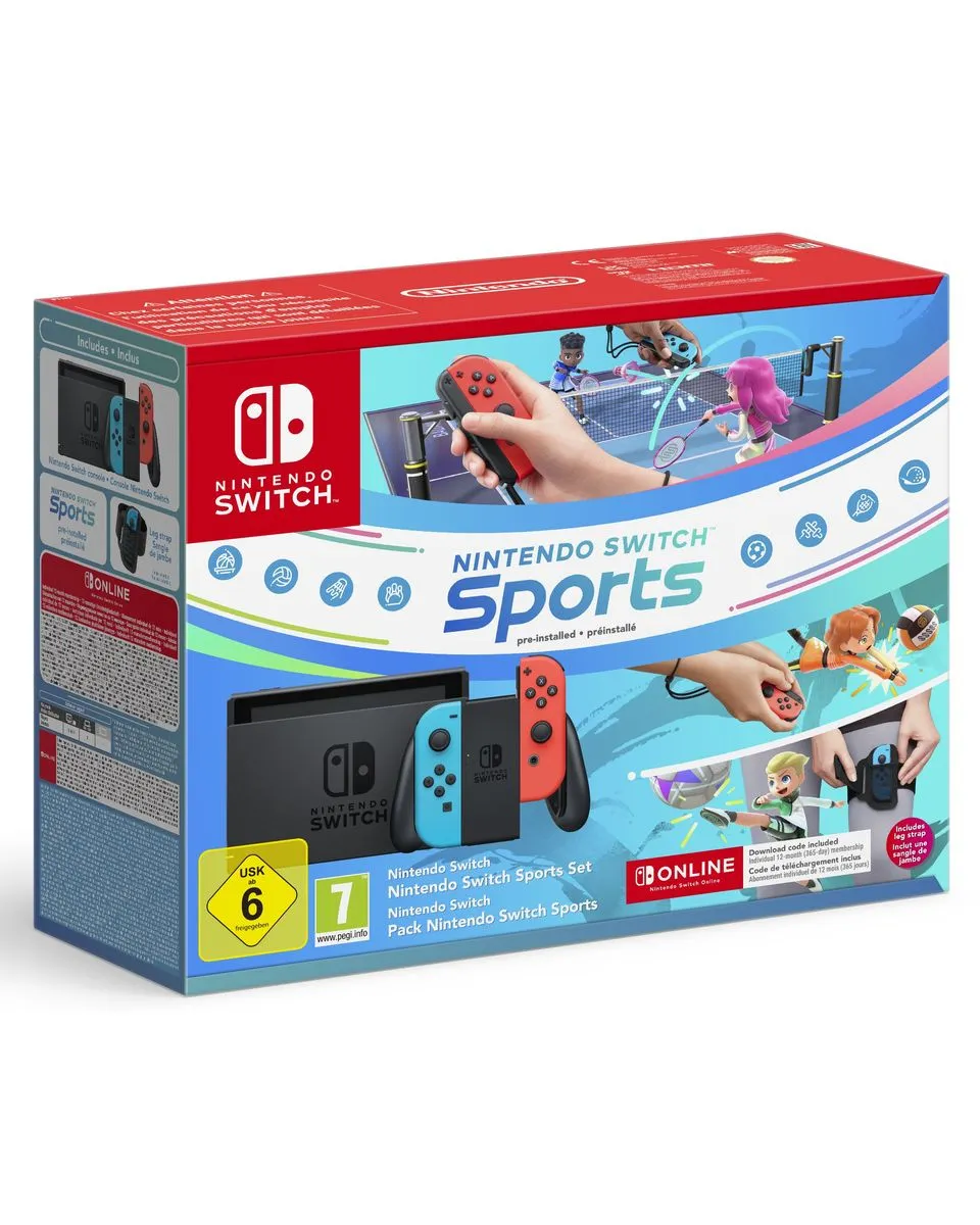 Konzola Nintendo Switch (Red and Blue Joy-Con) + Nintendo Switch Sports + 12 Months Nintendo Online 