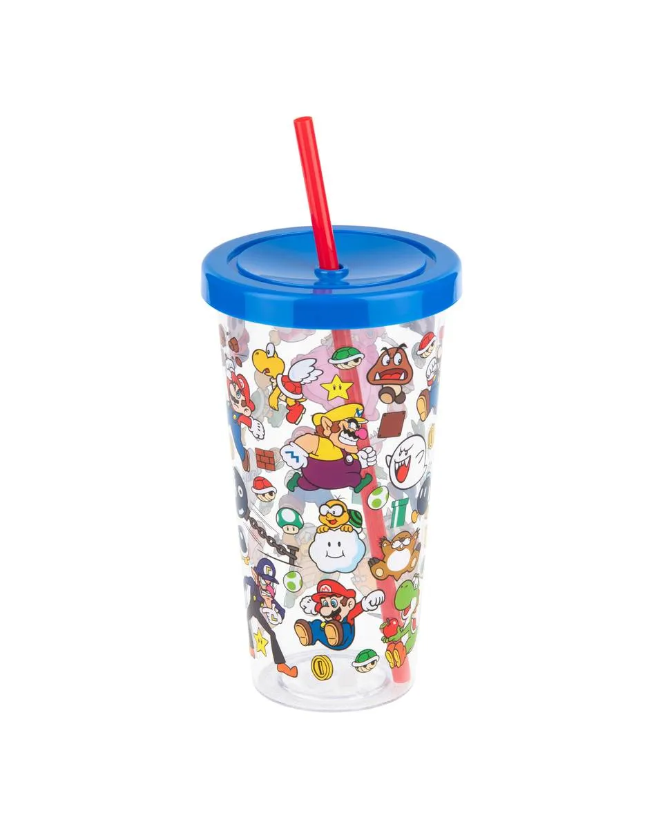 Čaša Paladone Super Mario - Plastic Cup with Straw 