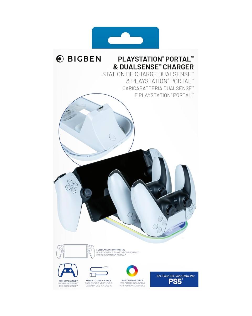 Punjač BigBan za PS5 Portal & DualSense - Triple Charger Station RGB 