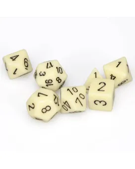 Kockice Chessex - Opaque - Polyhedral - Ivory & Black (7) 