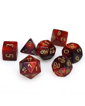 Kockice Chessex - Polyhedral - Gemini - Purple-Red & Gold (7) 