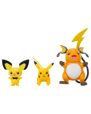 Action Figure Pokemon Select - Pichu, Pikachu, Raichu (3-Pack) 