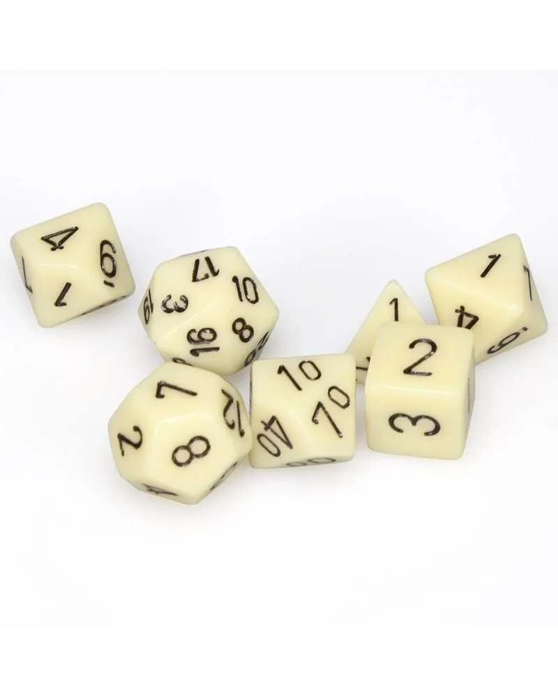 Kockice Chessex - Opaque - Polyhedral - Ivory & Black (7) 