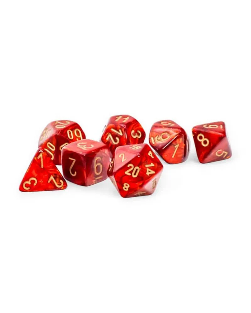 Kockice Chessex - Scarab Mega-hedral - Scarlet & Gold (7) 