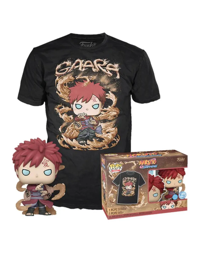 Set Bobble Figure Anime - Naruto Shippuden POP! & Tee - Gaara - Glitter - XL 