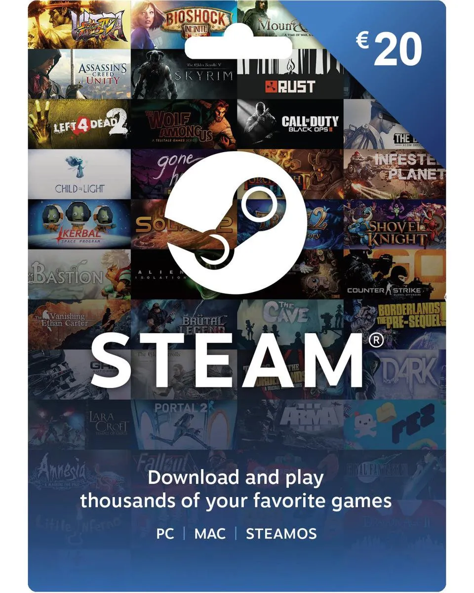 Steam Wallet Gift Card €20  - Digital Code 