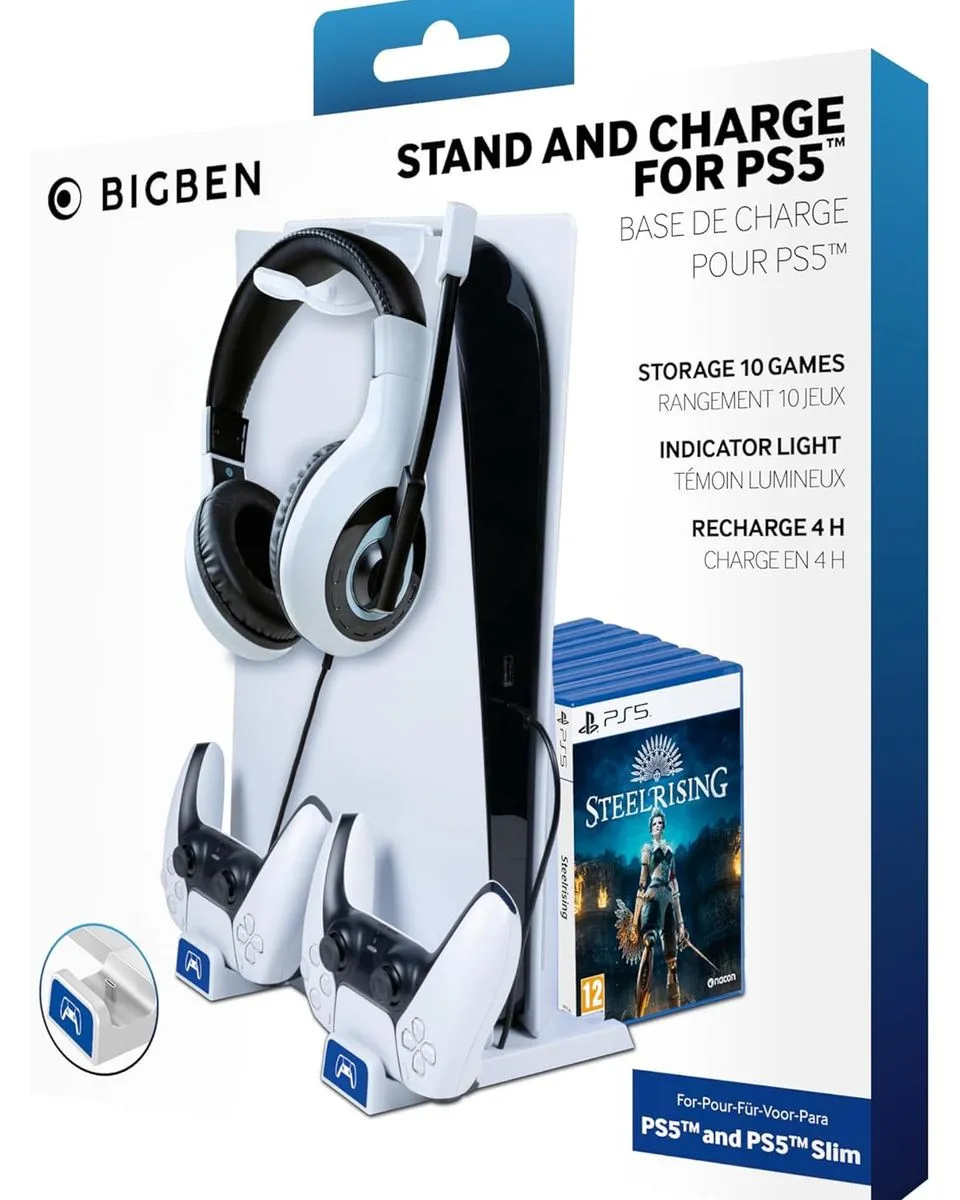 Stalak za PlayStation 5 konzolu i punjač za DualSense kontrolere BigBen 