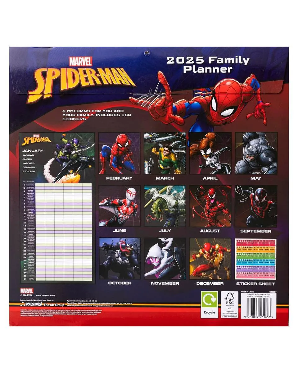 Zidni Kalendar Marvel Spider-Man - 2025 Family Planner 30x30cm 